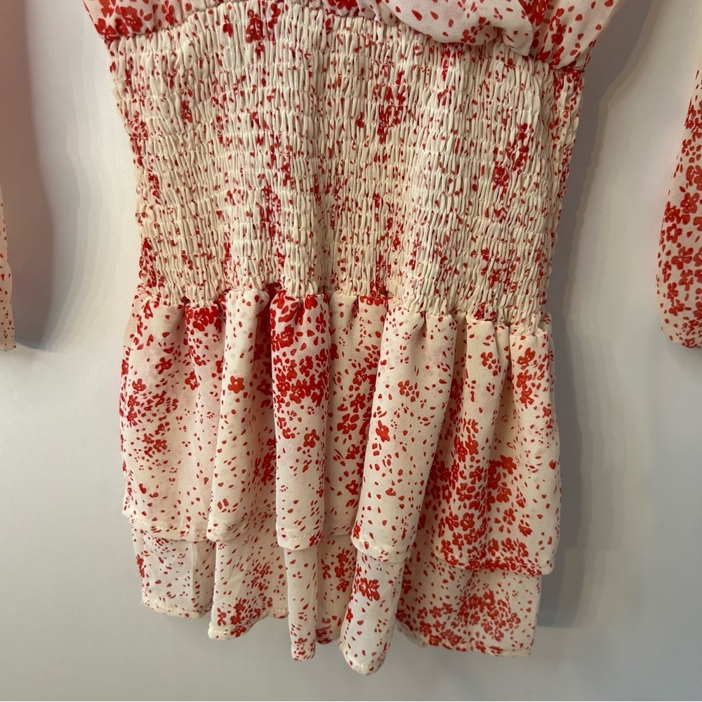 Princess Polly Cream and Red Floral Altona Mini Dress, Size 0 - Picture 7 of 11